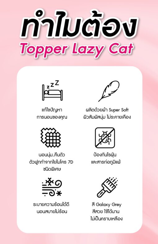 topper-topper ที่นอน-ท็อปเปอร์-ที่นอน ท็อปเปอร์-ฟูกที่นอน-ที่นอน-ที่นอนปิคนิค-นอนปวดหลัง-LazyCat-เตียงนอน-อาการปวดหลังนอนไม่หลับ-ที่นอนเป่าลม
